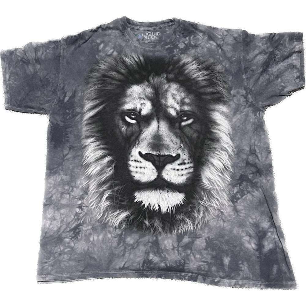 2015 Liquid Blue Lion Head T-Shirt Size XXL 2XL Gray Tie Dye FAST US SHIPPING...